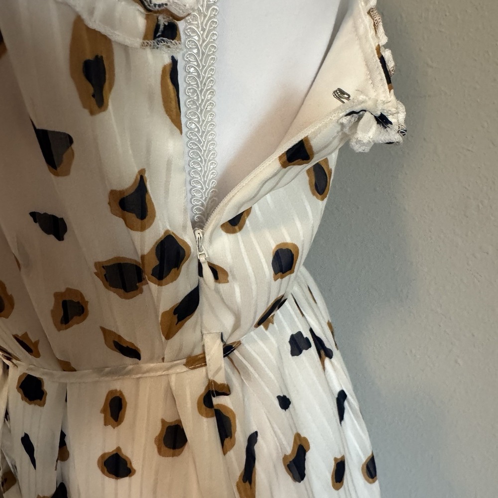 Generation K Leopard Ruffle Maxi Dress W/ Tie Belt Boho Whimsigoth Coastal M - Picture 3 of 12